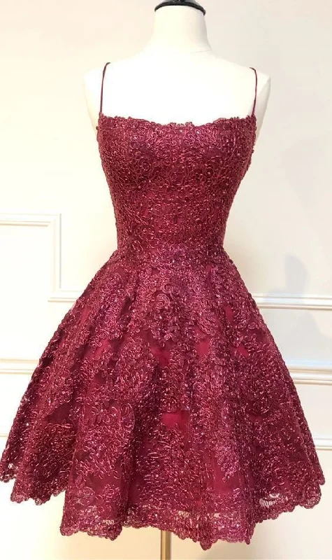 formal short homecoming dresses, spaghetti straps cocktail party dresses, burgundy lace homecoming dresses gh831 Tunics Luxurious premium formal short homecoming dresses, spaghetti straps cocktail party dresses, burgundy lace homecoming dresses gh831 Tunics Luxurious premium