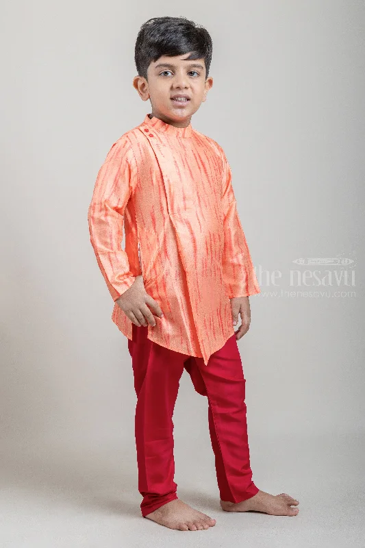 Tie and Dyed Orange Boys Kurta with Red Pant Comfortable Cargo Pants