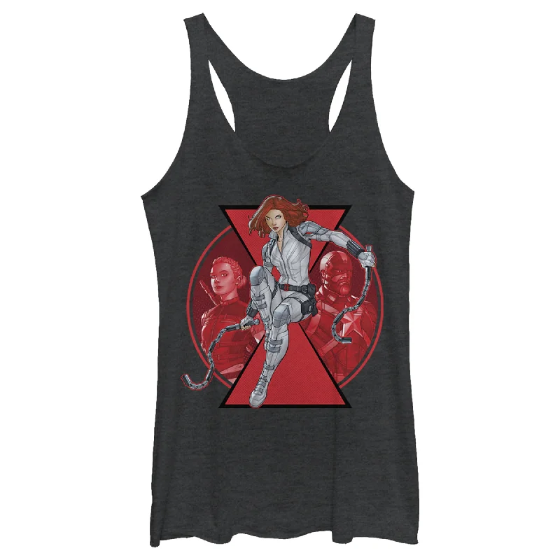 Women's Marvel Black Widow Family Circle Racerback Tank Top flirty tank top