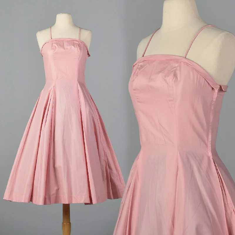 1950s Pink Party Dress with Full Skirt Tunics Running lightweight