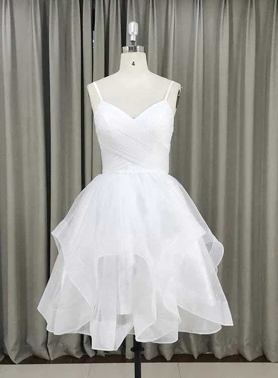 Lovely White Tulle V-Neckline Short Party Dress,Homecoming Dressgh328 Tunics stripes playful