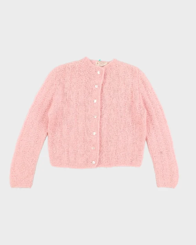 Vintage Darling Handmade Pink Cardigan - M Neon metallic Matte