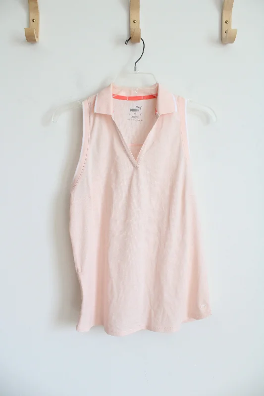 Puma Light Pink Collared Athletic Tank | S sage tank top