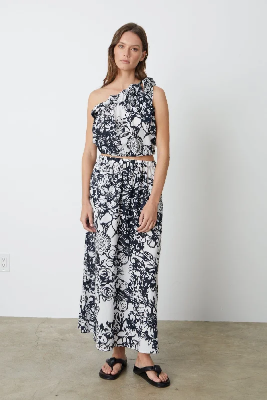 JULIANA PRINTED MAXI SKIRT belted skirt waist