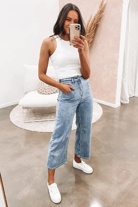 Hilary Pant Denim Blue Warm Wool Trousers