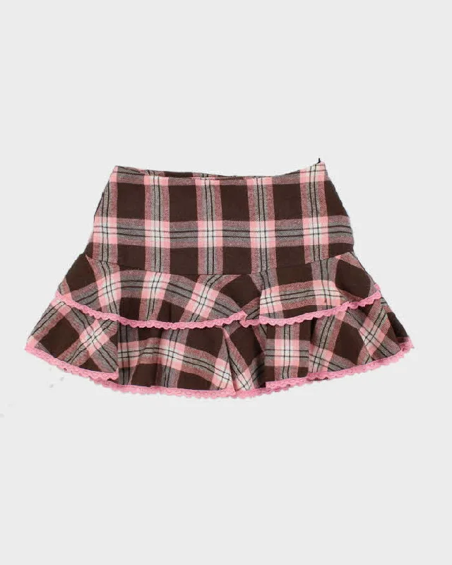 Vintage Y2K Patterned Layered Mini Skirt - XS cashmere skirt soft