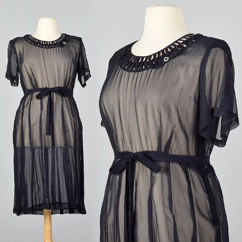 1950s Sheer Navy Party Dress Tunics Evening elegant