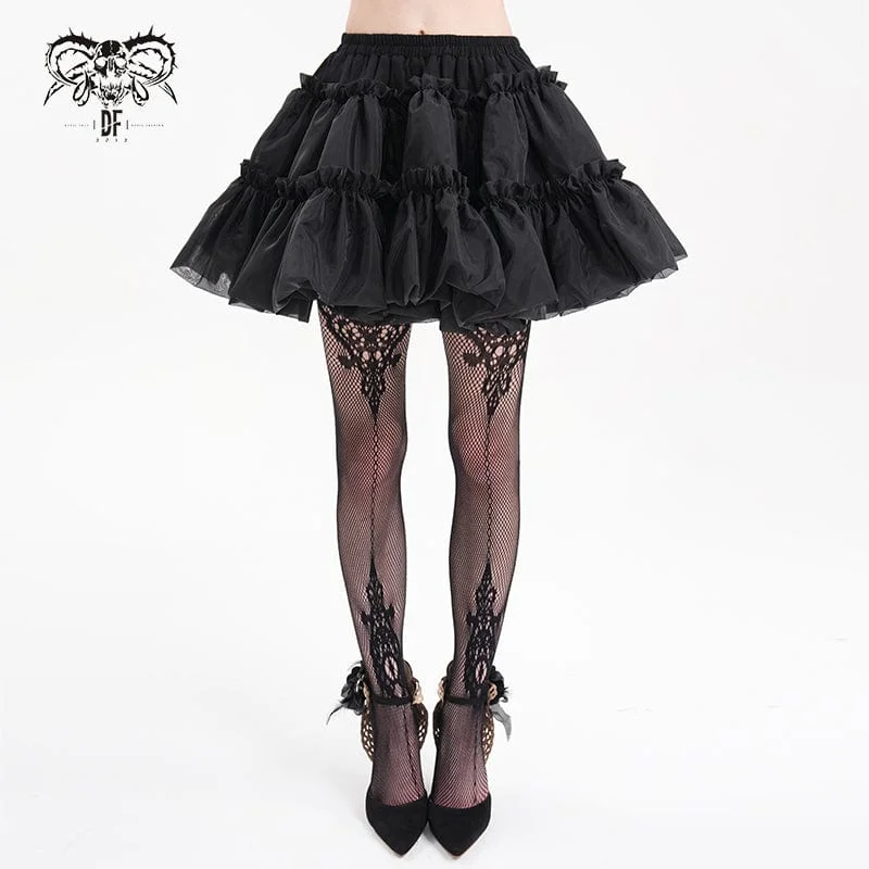 Women's Gothic Ruffled Mesh Bubble Short Skirt midi skirt versatile