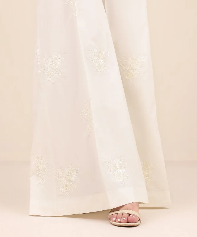 Embroidered Cambric Flared Pants High-Waist Jogger Pants