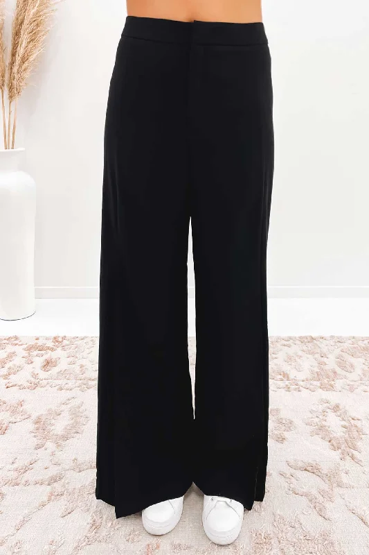 Calista Pant Black Elegant Palazzo Trousers
