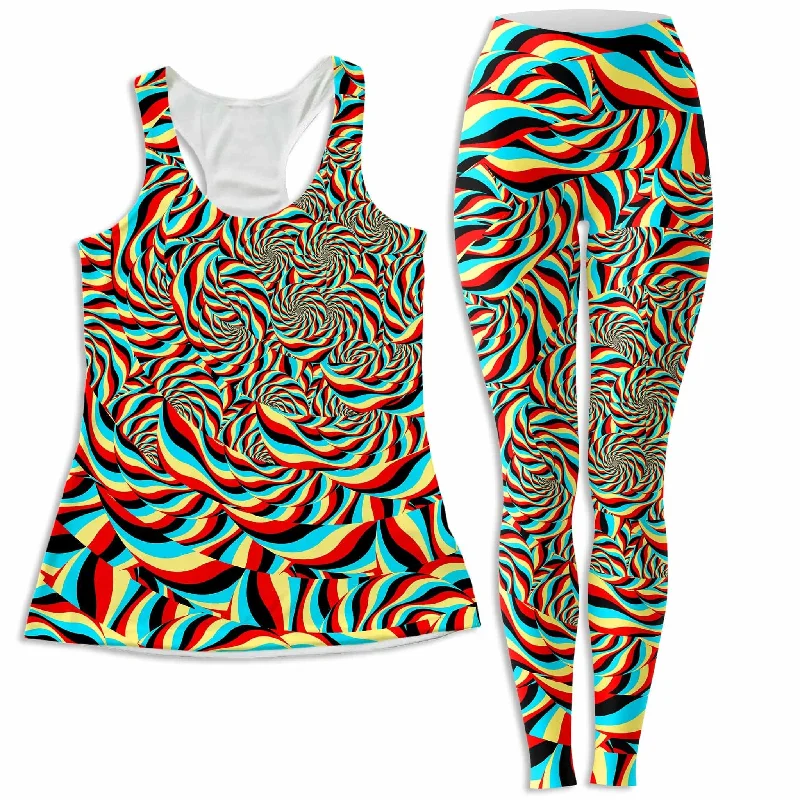Trippy Swirl Women's Tank and Leggings Combo gold tank top