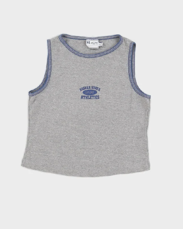 Y2K 00s HS Athletic Grey Marled Baby Tank - M/L flirty tank top