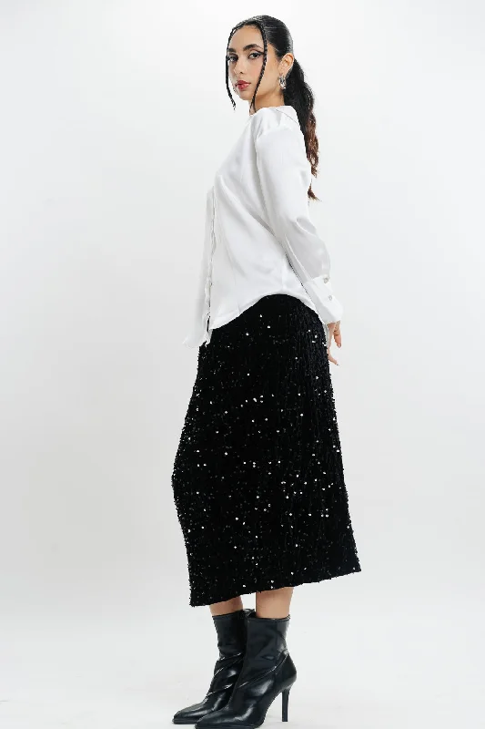 Black Sequin Skirt seamless skirt comfort