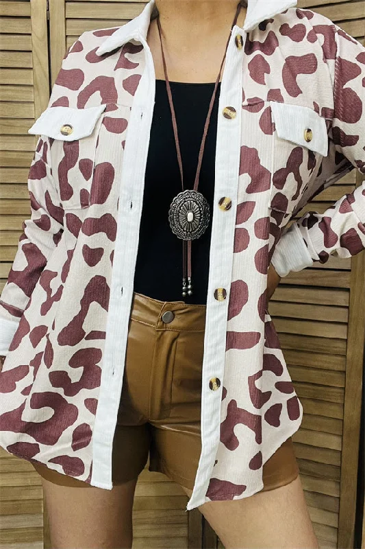 GJQ14253 Brown leopard printed long sleeve top with pocket jackets/coats Nylon Jacket Polyester Jacket Spandex Jacket GJQ14253 Brown leopard printed long sleeve top with pocket jackets/coats Nylon Jacket Polyester Jacket Spandex Jacket