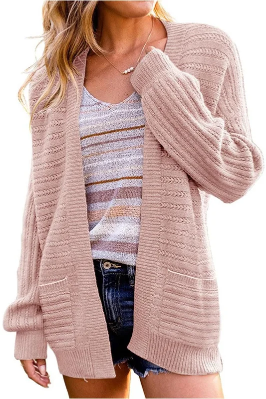 WOMENS KNITTED OPEN FRONT CARDIGAN Real Fur Shearling Chenille