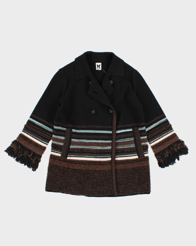 Missoni Striped Textured Knit Cardigan - M Satin Blend Silk Blend Wool Blend