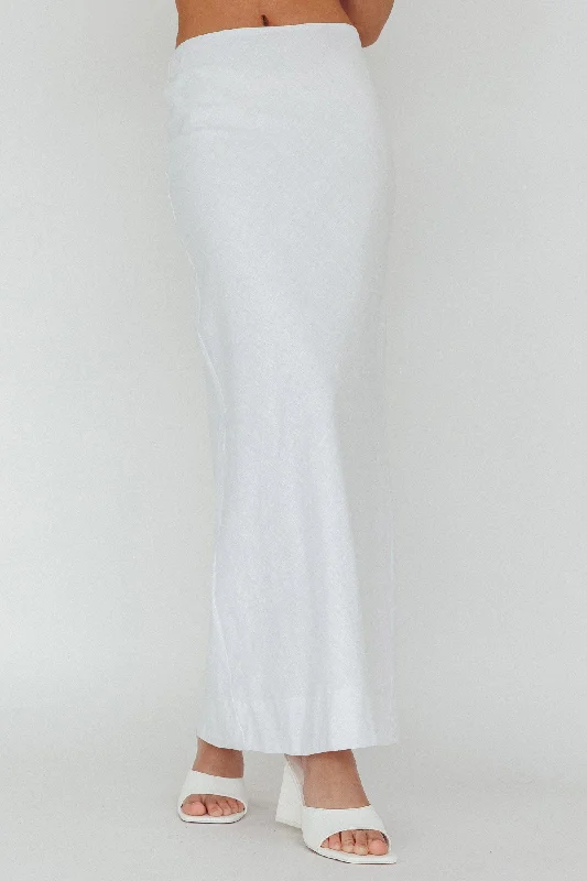 Philomena Midi Skirt White belted skirt waist