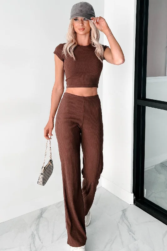 Casually Poised Knit Top & Pants Set (Espresso) Cozy Maternity Pants