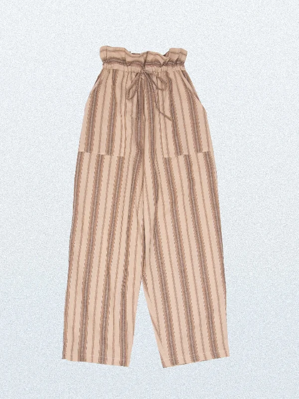 Tapered Pajama Pants BEIGE Elegant High-Waist Pants