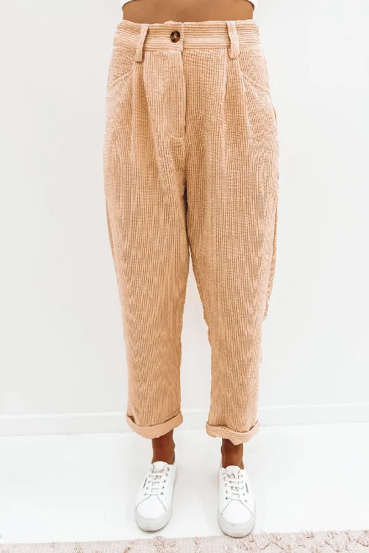 Henrey Cord Pant Sand High-Waist Yoga Pants