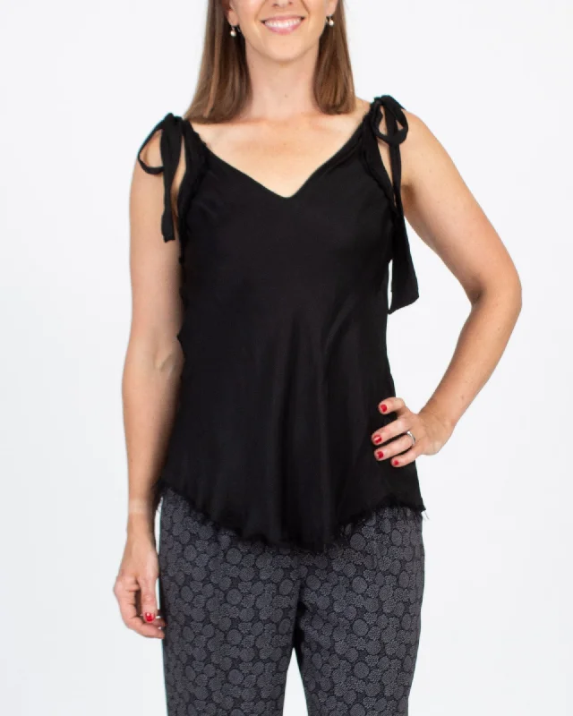 Black Satin Tie Tank scoop neck tank