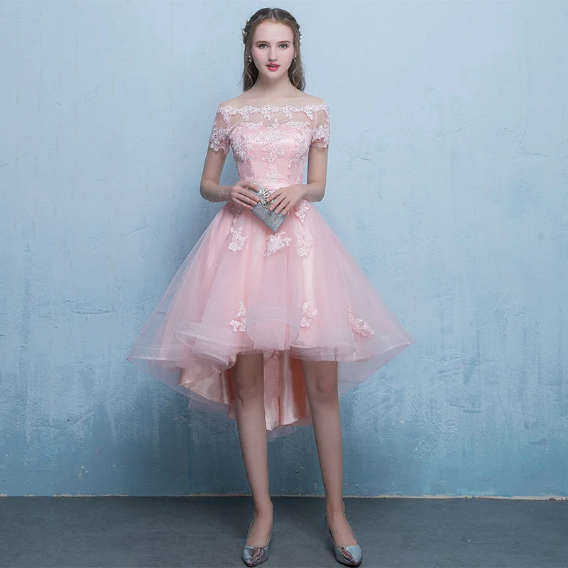 Cute pink tulle lace short prom dress party dress  8311 Shift Classic Vintage