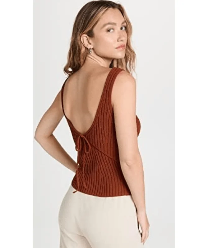 Vince Tie Back Tank Rust Amber print tank top
