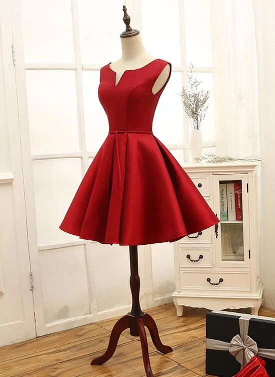 Adorable Red Satin Homecoming Dress , Short Party Dress gh517 Tunics Luxurious high-end Adorable Red Satin Homecoming Dress , Short Party Dress gh517 Tunics Luxurious high-end