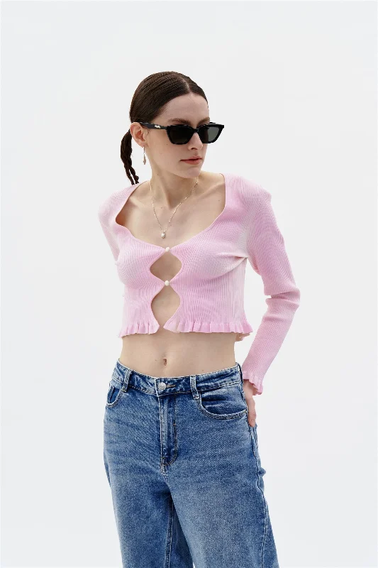 SANDY UV REACTIVE CROPPED CARDIGAN Seamless Knitted Crochet
