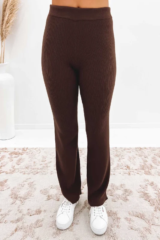 Blair Knit Pant Brown Comfy Cargo Trousers