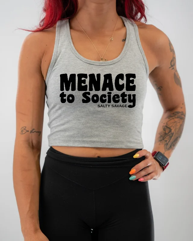 Salty Savage Ladies "Menace to Society" Racerback Crop Tank pastel tank top