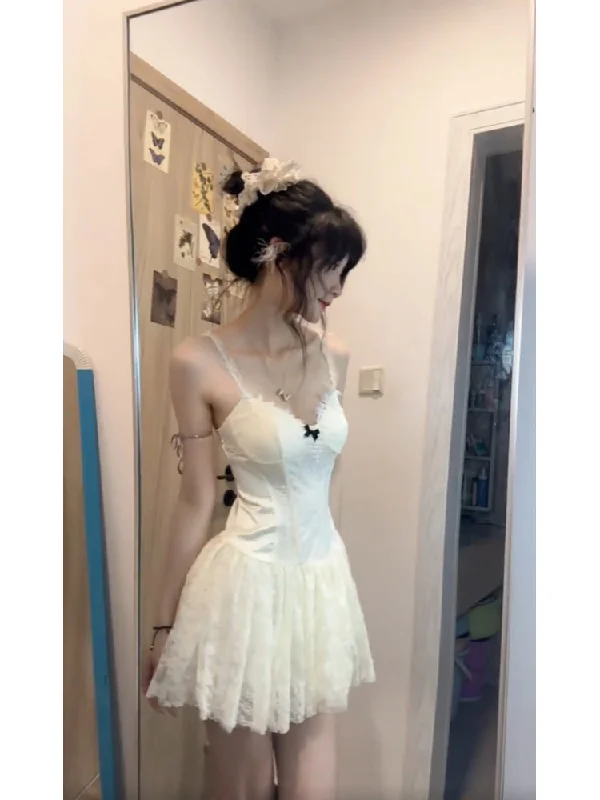 Cinessd Cute A line Spaghetti Straps White Lace Short 2 Pieces Dresses Party Dress Birthday Outfits SD1201 empire Waist empire Cinessd Cute A line Spaghetti Straps White Lace Short 2 Pieces Dresses Party Dress Birthday Outfits SD1201 empire Waist empire