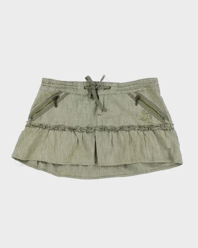 Vintage Y2k 00s Green Mini Skirt - M cashmere skirt plush