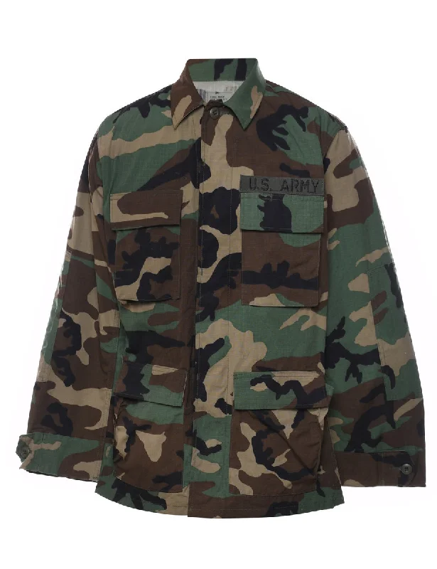 Woodland Camouflage Print U.S Army Military Jacket - M Insulated Jacket Fitted Jacket Loose Jacket Woodland Camouflage Print U.S Army Military Jacket - M Insulated Jacket Fitted Jacket Loose Jacket
