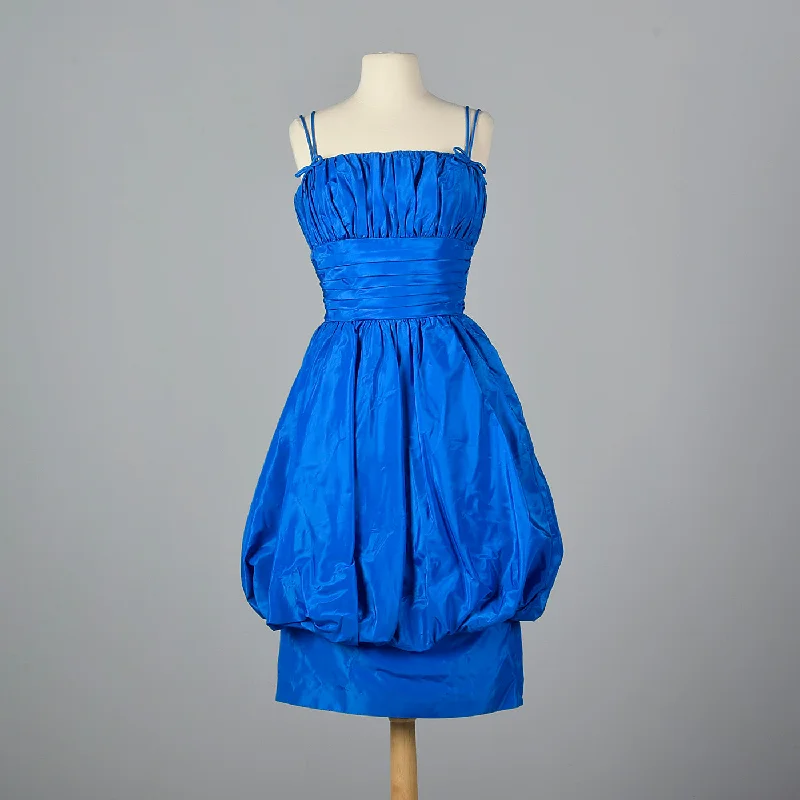 1950s Electric Blue Party Dress with Bubble Skirt Tunics Velvet soft