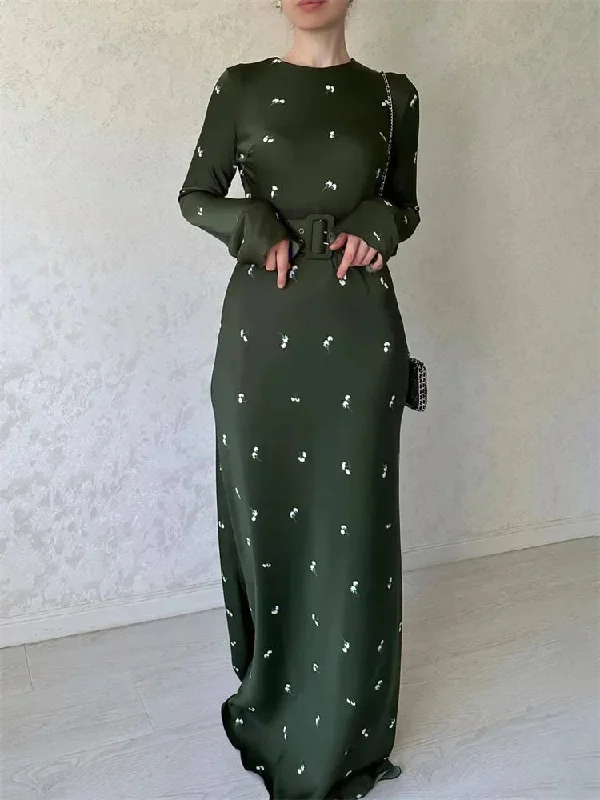 Cinessd Nye Ouyfit Fashion High Waist Long Dress Ladies Long Sleeve Slim Ruffled Patchwork Elegant Party Dress Printed Casual Maxi Dress 2025 Tunics Prom sequined