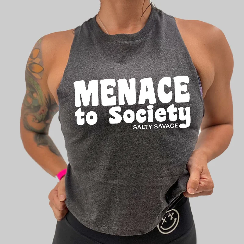 Salty Savage Ladies "Menace to Society" Flowy Crop Tank sequin tank top