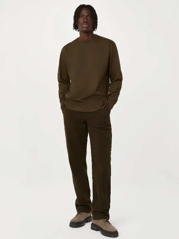 The Joey Straight Moleskin Pant  in Dark Taupe Comfortable Jogger Trousers