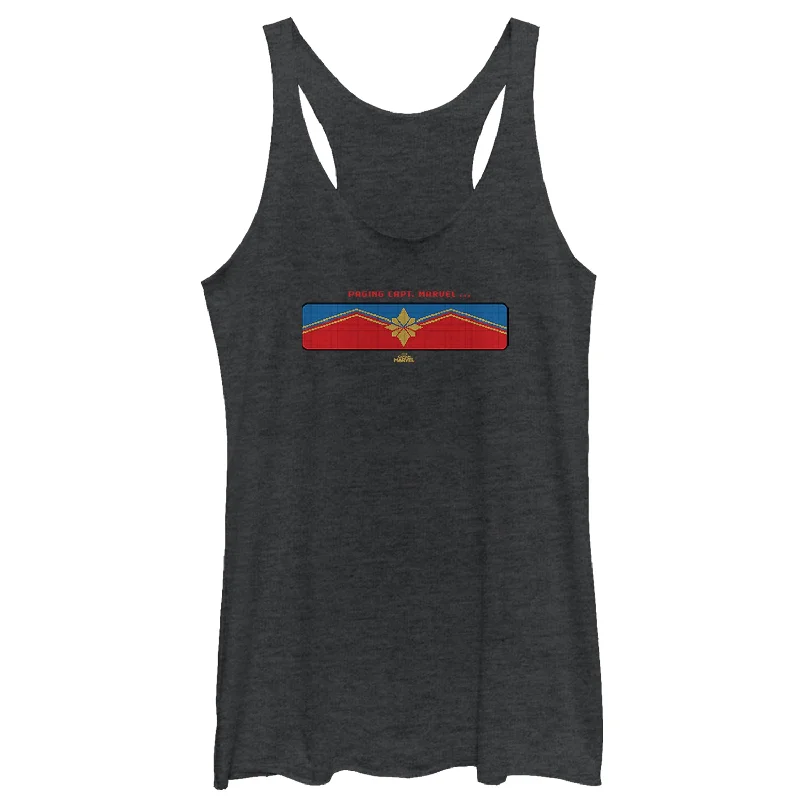 Women's Marvel Captain Marvel Pixelated Pager Screen Racerback Tank Top cozy tank top