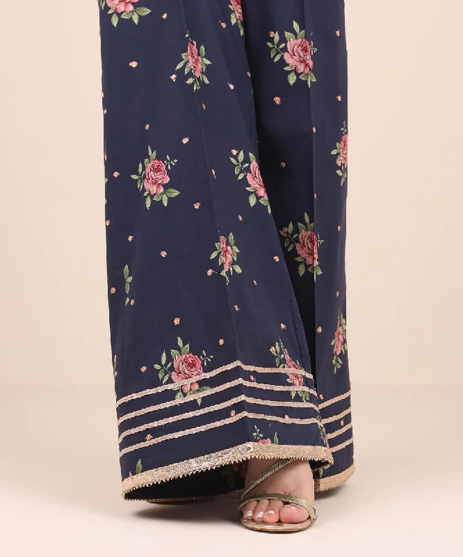 Embroidered Cambric Flared Pants Cozy Jogger Leggings