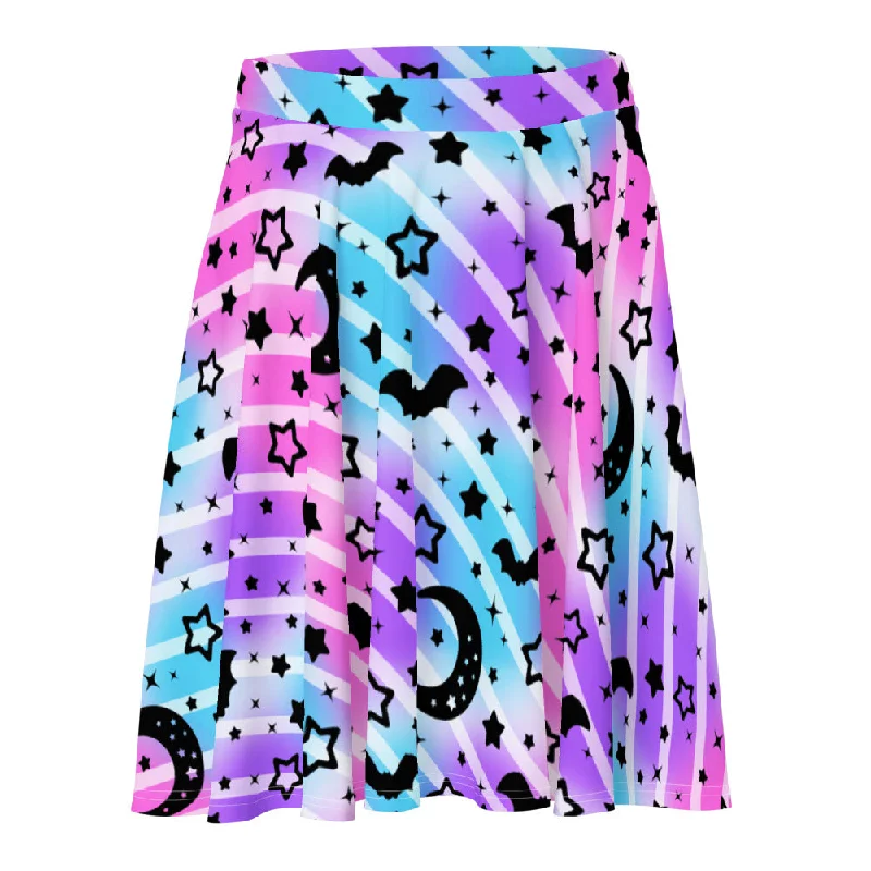 Creepy Cute Stripes Skater Skirt linen skirt relaxed