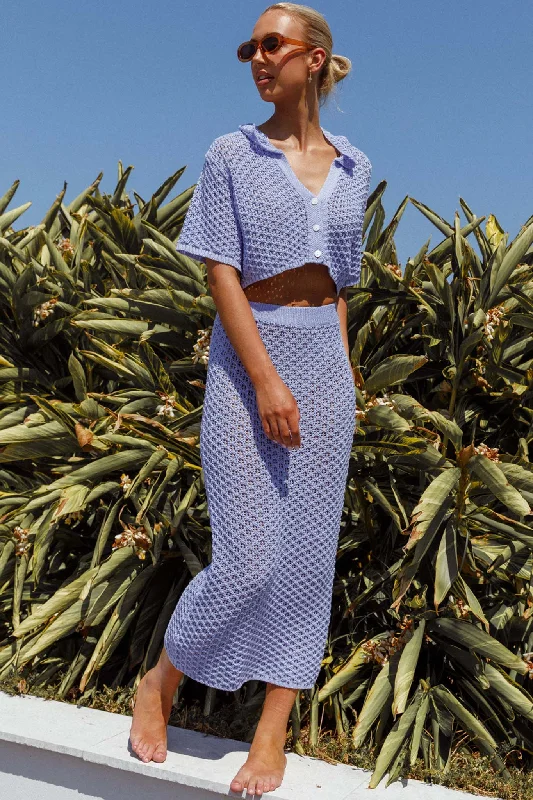 Summer Sunset Crochet Maxi Skirt Lavender tiered skirt playful