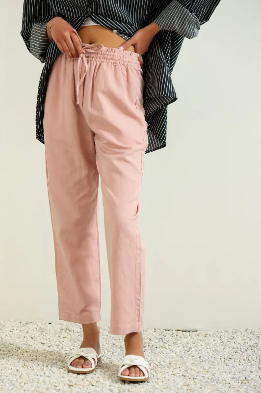 LINEN PAPERBAG PANTS Elegant Palazzo Trousers