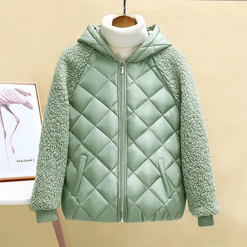 Thin light Down Cotton Jacket Female Short Coat Autumn Winter Women's New Hooded Loose Lmitation Lamb Wool Cotton Jacket Tiered Jacket Buttoned Jacket Zippered Jacket Thin light Down Cotton Jacket Female Short Coat Autumn Winter Women's New Hooded Loose Lmitation Lamb Wool Cotton Jacket Tiered Jacket Buttoned Jacket Zippered Jacket