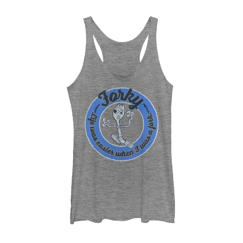 Women's Toy Story Forky Life Was Easy Racerback Tank Top slim fit tank
