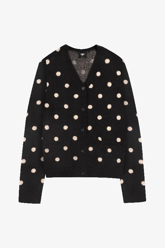 Oversized Polka Dot Cardigan | Black & White Layered Multi-layer Single Layer