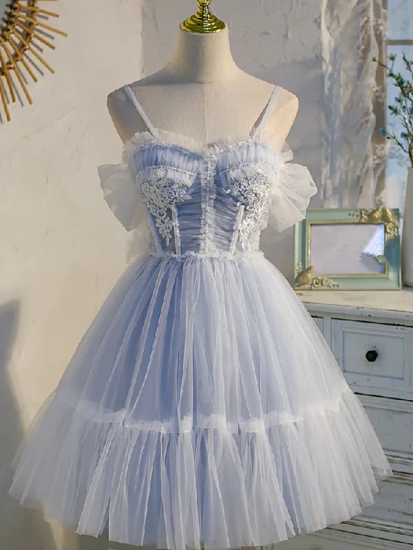 Adorable Light Blue Tulle Sweetheart Straps Party Dress With Lace, Short Tulle Prom Dresses gh53 Tunics Corduroy durable Adorable Light Blue Tulle Sweetheart Straps Party Dress With Lace, Short Tulle Prom Dresses gh53 Tunics Corduroy durable