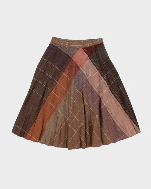Vintage Wool Blend Checked Skirt - XS lace skirt romantic