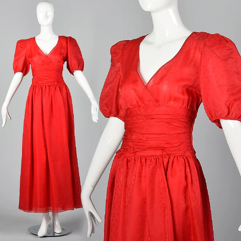 1980s Red Party Dress with Polka Dots Tunics Wedding white