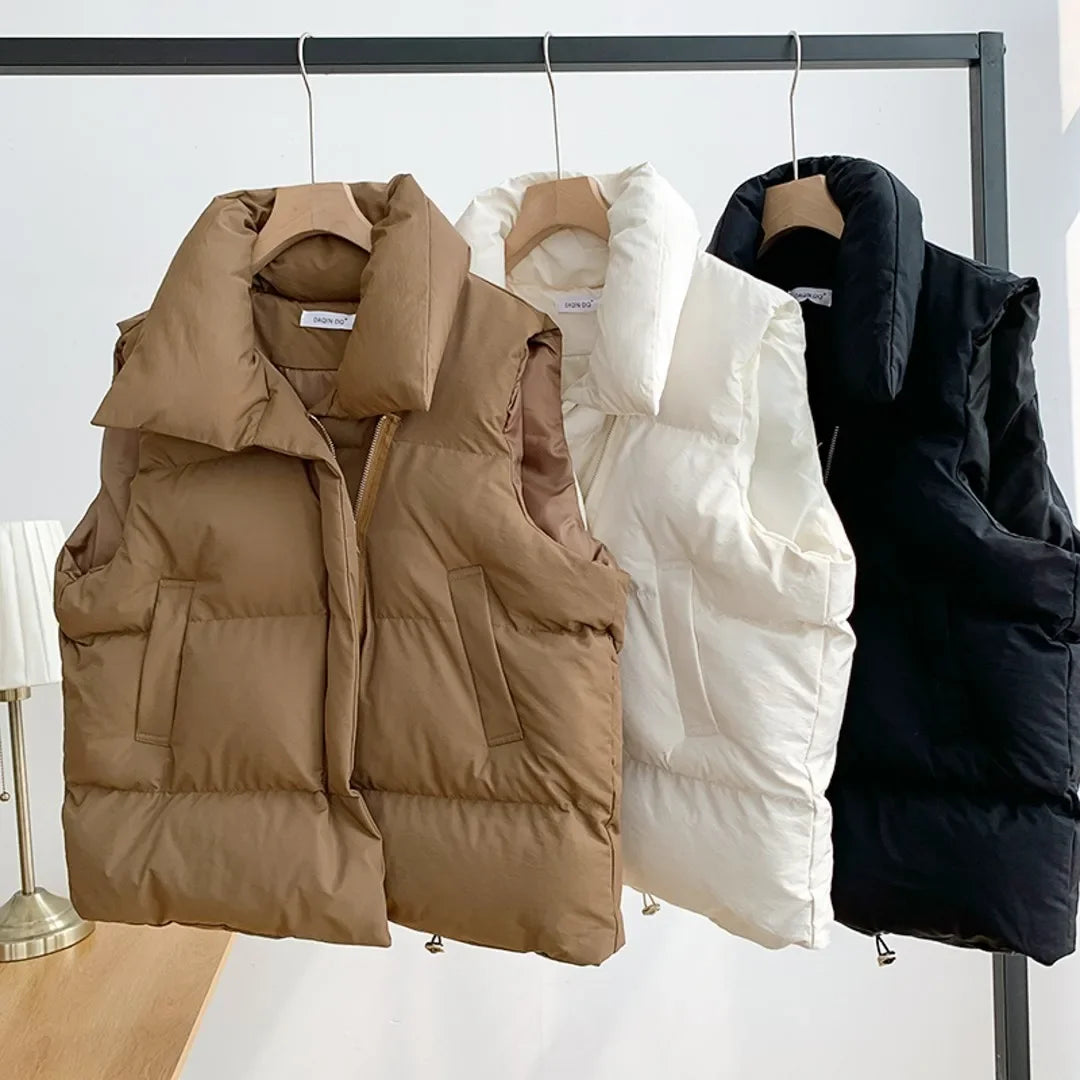 Winter Cotton Vest Women Warm Coat Turn-down Collar Zipper Sleeveless Jacket Overcoat Loose Drawstring Waistcoat Vest Coat Fleece Fabric Down Fabric Feather Fabric Winter Cotton Vest Women Warm Coat Turn-down Collar Zipper Sleeveless Jacket Overcoat Loose Drawstring Waistcoat Vest Coat Fleece Fabric Down Fabric Feather Fabric